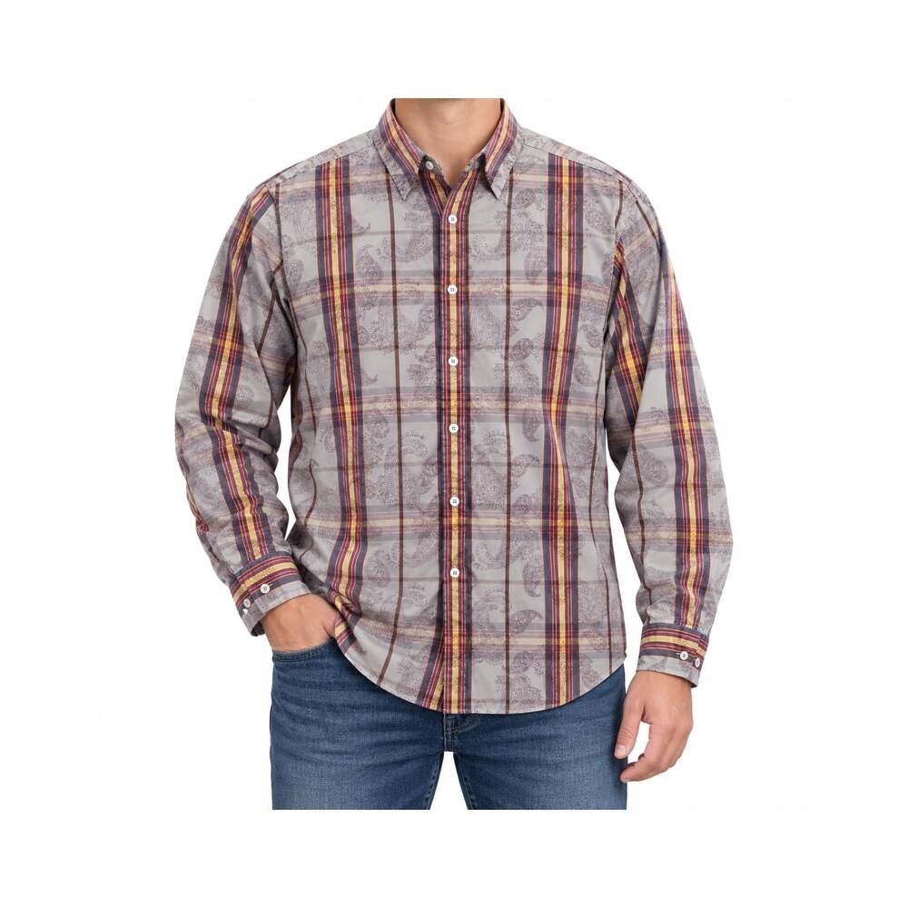 Cremieux Shirt Mens XL Multicolor Plaid Paisley Button Up Long Sleeve Cotton